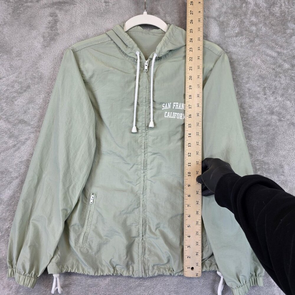 J Galt Windbreaker Jacket Womens Small Green Hooded Full Zip San Francisco CA - Picture 5 of 8